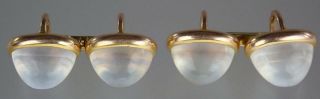 Vintage Art Deco 14k Yellow Gold 15ct Sugarloaf Moonstone Cabochon Cufflinks