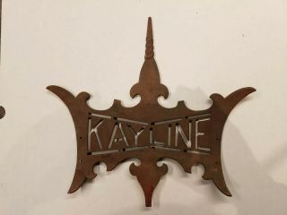Antique Kayline Lighting Fixture Sign,  Cast Brass,  1930s To 1940s Vintage (?)