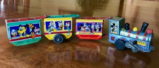 Vintage Marx Tin Wind Up " Disney Express " Toy Train Mickey Mouse Donald Duck