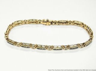 Natural Sapphire Diamond 14k Gold Bracelet 14gr Vintage X O Motif Tennis 7.  25in 3