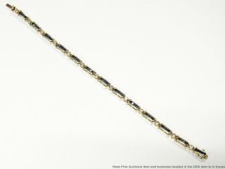 Natural Sapphire Diamond 14k Gold Bracelet 14gr Vintage X O Motif Tennis 7.  25in 5