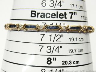 Natural Sapphire Diamond 14k Gold Bracelet 14gr Vintage X O Motif Tennis 7.  25in 8