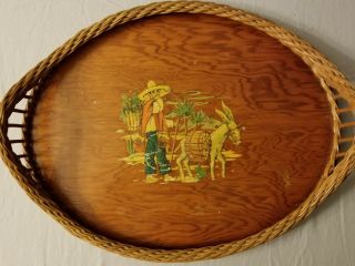 Vintage Wicker Serving Tray