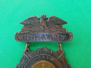 WWI AEF U S Army Service Medal Pin Badge Doughboy & Lord ' s Prayer 2