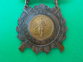 WWI AEF U S Army Service Medal Pin Badge Doughboy & Lord ' s Prayer 3