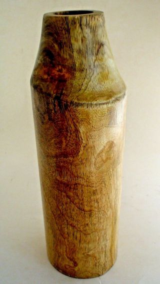 Vintage Modern Art Carved Wooden Vase 12 " Tall