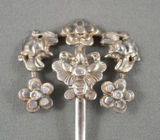 ANTIQUE CHINESE ASIAN ORIENTAL MIAO SILVER ETHNIC HAIR PIN,  ORNAMENT 2