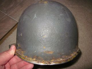Vintage Wwii Us Navy Usn Fixed Bale Helmet Steel Pot ?