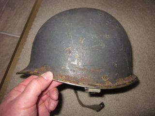 vintage WWII US Navy USN fixed bale helmet steel pot ? 3