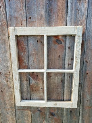 Vintage Antique Farmhouse Wood Sash Window 4 Pane Crafts No Glass 24 1/2x 19 1/2