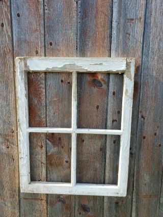 VINTAGE ANTIQUE FARMHOUSE WOOD SASH WINDOW 4 PANE CRAFTS NO GLASS 24 1/2x 19 1/2 2