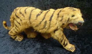 Antique Vintage Taxidermy Style Miniature Real Fur Tiger