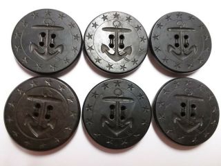 6 Vintage 1 3/8 Ww1 Era Us Navy Pea Coat 13 Star And Anchor Buttons