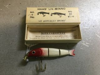 Vintage Rare Haas Liv - Minno Jointed Lure - Smaller 3.  75 " Size