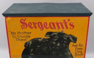Antique Sergeants Dog Medicine Tin - Litho Display Case,  German Shepherd Puppies 3