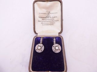 18ct Gold Rose Cut Diamond Earrings,  Natural Pearl Art Deco Period Boxed 18k 750