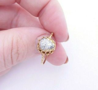 15ct Gold Ring,  Pear Drop Old Mine Rose Cut Diamond Victorian Ring