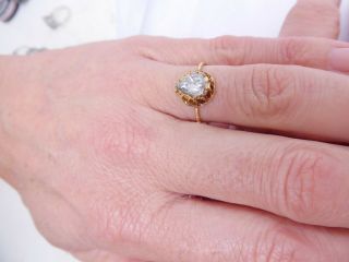 15ct gold ring,  pear drop old mine rose cut diamond Victorian ring 4
