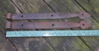 Antique Hand Forged Iron Barn Door Strap Hinges Tapered 18 " Long