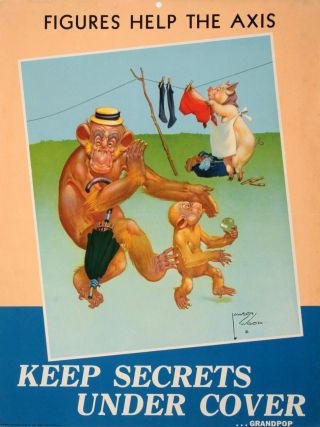 Vintage Wwii Poster Keep Secrets Under Cover Lawson Wood 1943 Grandpop
