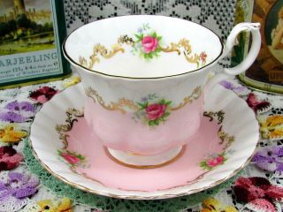ROYAL ALBERT INVITATION SERIES PINK ROSE FLUTED TEA CUP AND SAUCER 2