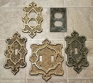 5 Vintage Metal Switch And Outlet Covers 3 Switch Plates 2 Outlet Plates Brass