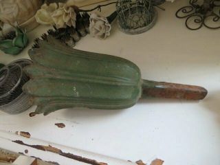 Fabulous Old French Cast Metal Garden Flower Holder Urn Stake Time Worn Green