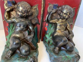 " Ronson " Putti Boys With Frog,  Cast Metal Bookends.  Art Deco.  Stunning