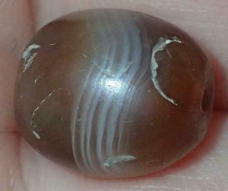 13mm Very Rare Ancient Indo - Tibetan Sulemani Chung Agate Bead,  S251