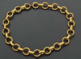 18k Yellow Gold Vintage Charm Bracelet 71/2 " (b89)