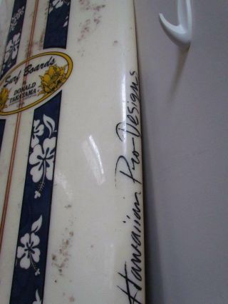 VINTAGE signed DONALD TAKAYAMA LONG BOARD SURFBOARD,  114 