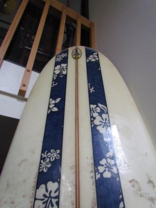 VINTAGE signed DONALD TAKAYAMA LONG BOARD SURFBOARD,  114 