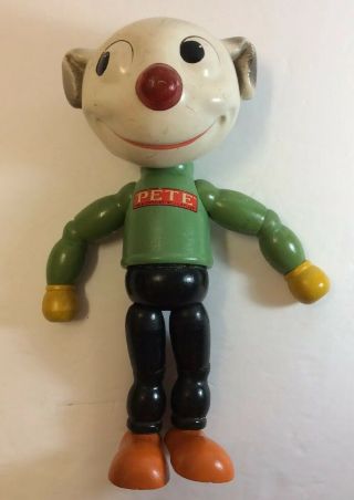 1930’s?? Pete The Pup Our Gang Jointed Wood Toy Figure - J.  L.  Kallus