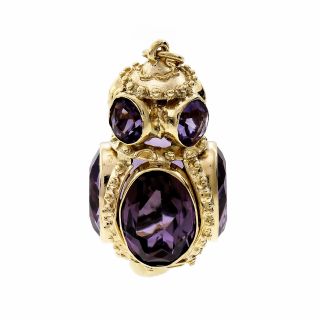 Vintage 1960 Amethyst 3 - D Charm Pendant 14k Yellow Gold