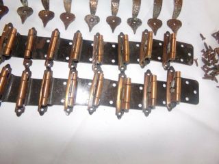 VTG Rustic Hammered Copper Cabinet Door Drawer Pulls Handles & Hinges,  screws 5