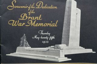 Ww1 Canada Cef Dedication Of The Brant War Memorial Booklet