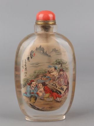 Chinese Exquisite Handmade Ancient Figure Pattern Glass Snuff Bottle