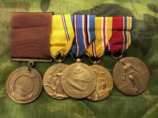 Ww2 Era Us Navy Medal Bar W Named Good Conduct Medal,  Pharmacist Mate,  Corpsman