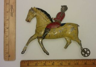 Antique Horse Toy Racing Jockey Toy Litho On Tin Race Horse