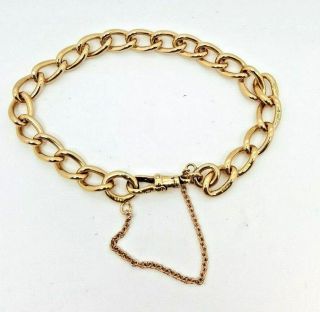 Antique 15 Carat Yellow Gold Curb Bracelet (10464l)