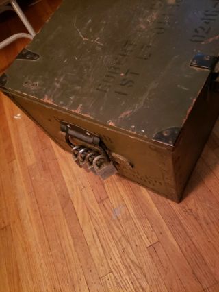 NOS Vintage 1942 US Military Foot Locker Green Storage Trunk Chest Box 3