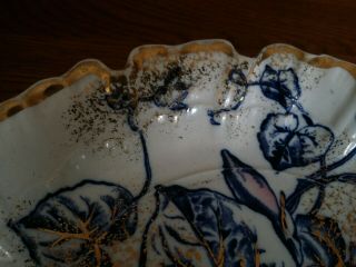 Antique Brown Westhead Moore & Co. ,  Flow Blue,  Soup Bowls Ruffled Rim