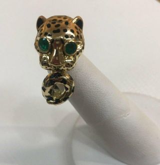 Estate David Webb Enamel Emerald Gold Leopard Heirloom Ring Estate Fine Jewelry 2