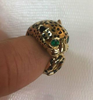 Estate David Webb Enamel Emerald Gold Leopard Heirloom Ring Estate Fine Jewelry 4