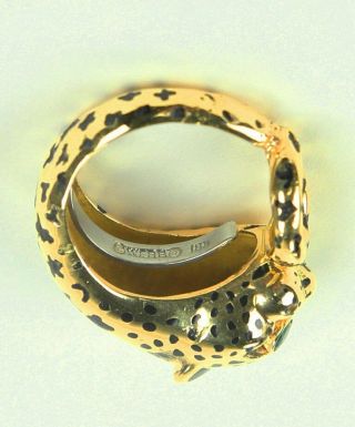 Estate David Webb Enamel Emerald Gold Leopard Heirloom Ring Estate Fine Jewelry 5