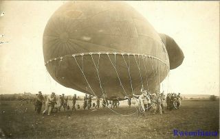Port.  Photo: Rare German Army Troops Launching Observation Balloon In Field