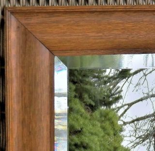 Antique Quarter - Sawn Oak Arts & Crafts Beveled Mirror 14.  75 " Sq.  Picture Frame