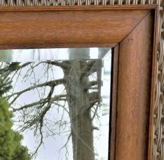 Antique Quarter - sawn Oak Arts & Crafts Beveled Mirror 14.  75 