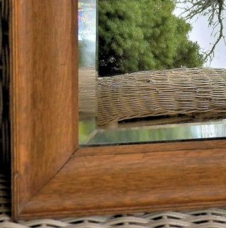 Antique Quarter - sawn Oak Arts & Crafts Beveled Mirror 14.  75 