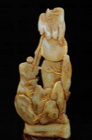 Chinese antique hand carved old HE TIAN jade goddess Buddha Kwan - yin statueh02 3